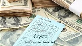  Presentation with lottery ticket - Amazing PPT layouts having lottery ticket and money close backdrop and a cool aqua colored foreground