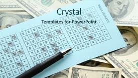  Presentation with lottery ticket - Beautiful slide deck featuring lottery ticket money and pen backdrop and a cool aqua colored foreground