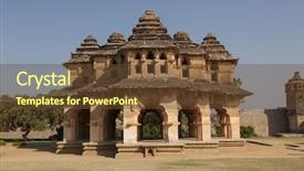  Presentation with lotus - Audience pleasing slide set consisting of lotus mahal at royal enclosure - vijayanagara complex - a place for royal women to socialize backdrop and a tawny brown colored foreground