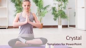  Presentation with lotus sutra - Slide set featuring lotus pose meditating in spa background and a  colored foreground