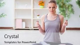  Presentation with lotus - Slide deck featuring lotus pose meditating in spa background and a  colored foreground
