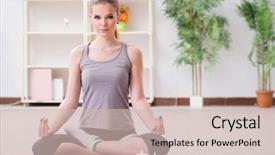  Presentation with lotus - Slide deck featuring lotus pose meditating in spa background and a soft green colored foreground