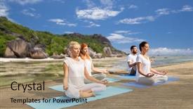  Presentation with healthy lifestyle - Colorful theme enhanced with lotus pose over exotic backdrop and a coral colored foreground