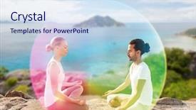  Presentation with spirituality - Cool new presentation design with lotus pose with rainbow aura backdrop and a sky blue colored foreground