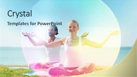  Presentation with spirituality - PPT layouts having lotus pose with rainbow background and a arctic colored foreground