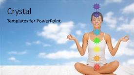  Presentation with mindfulness - Presentation theme enhanced with lotus pose with seven chakra background and a light blue colored foreground