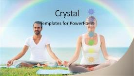  Presentation with sea rainbow - Cool new slide deck with lotus pose with seven chakra backdrop and a light blue colored foreground