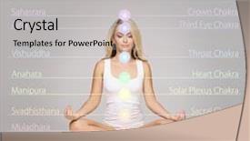  Presentation with woman body - Audience pleasing presentation consisting of lotus position colored chakra backdrop and a light gray colored foreground