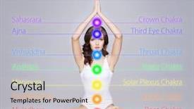  Presentation with buddhism - Amazing slide deck having lotus position colored chakra backdrop and a soft green colored foreground