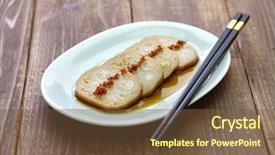  Presentation with chinese food - Slide set having lotus root with glutinous rice background and a tawny brown colored foreground
