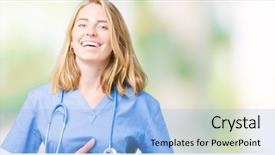  Presentation with medical smiling doctor - Presentation theme consisting of loud because funny crazy joke background and a  colored foreground