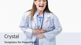  Presentation with medical smiling doctor - Colorful presentation theme enhanced with loud because funny crazy joke backdrop and a  colored foreground