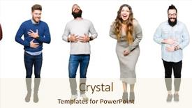  Presentation with people collage - Audience pleasing presentation design consisting of loud because funny crazy joke backdrop and a  colored foreground