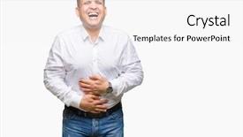  Presentation with elegant man in glasses optics - Presentation consisting of loud because funny crazy joke background and a  colored foreground