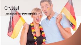  Presentation with soccer fans - Presentation theme consisting of loud crying soccer fans isolated background and a lemonade colored foreground