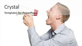  Presentation with bad news - Amazing slide set having loud person - bad news angry businessman shouting backdrop and a sky blue colored foreground