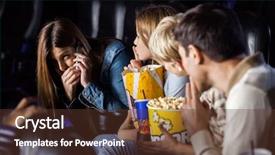  Presentation with cinema - Presentation theme with loud person - family showing silence gesture background and a tawny brown colored foreground