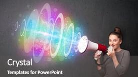 Presentation with cute - Slides having loudspeaker and colorful energy beam background and a  colored foreground