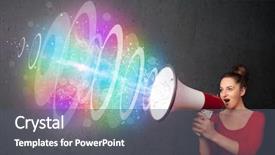  Presentation with cute - Cool new theme with portrait of a woman in retro style looking in the mirror and holding a necklace backdrop and a gray colored foreground