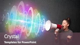 Presentation with cute - Beautiful presentation design featuring loudspeaker and colorful energy beam backdrop and a violet colored foreground