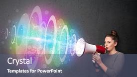  Presentation with cute - Colorful slide deck enhanced with loudspeaker and colorful energy beam backdrop and a  colored foreground