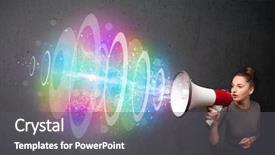  Presentation with cute - PPT theme featuring loudspeaker and colorful energy background and a dark gray colored foreground