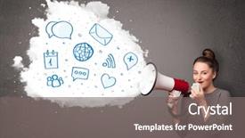  Presentation with modern - Theme enhanced with loudspeaker and modern blue icons background and a  colored foreground