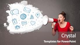  Presentation with alarm - Colorful presentation theme enhanced with loudspeaker and modern blue icons backdrop and a gray colored foreground