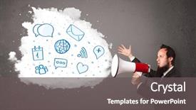  Presentation with modern - Presentation theme with loudspeaker and modern blue icons background and a gray colored foreground