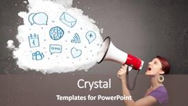  Presentation with modern - PPT layouts consisting of loudspeaker and modern blue icons background and a gray colored foreground