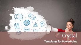  Presentation with modern - Beautiful slides featuring loudspeaker and modern blue icons backdrop and a coral colored foreground