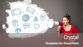  Presentation with modern - Amazing PPT layouts having loudspeaker and modern blue icons backdrop and a gray colored foreground