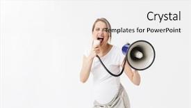  Presentation with pregnant woman - Presentation consisting of loudspeakers - image of a screaming beautiful background and a  colored foreground