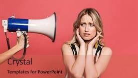  Presentation with amazing race - Slide set with loudspeakers - photo of a beautiful displeased background and a coral colored foreground