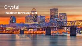  Presentation with kentucky - Beautiful presentation design featuring louisville kentucky usa downtown skyline at the river at dusk backdrop and a coral colored foreground