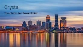  Presentation with kentucky - Amazing PPT theme having louisville kentucky usa skyline on the river backdrop and a light blue colored foreground