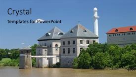  Presentation with water plant - PPT theme having louisville ky water treatment plant background and a teal colored foreground