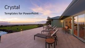  Presentation with lounge - Audience pleasing presentation consisting of lounge chairs on deck backdrop and a light blue colored foreground