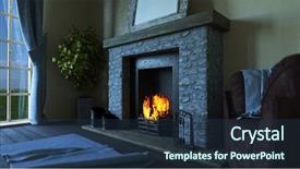  Presentation with roaring - Colorful PPT layouts enhanced with lounge interior with roaring fire backdrop and a  colored foreground