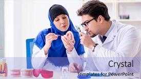  Presentation with implant tooth - PPT layouts with loupe - dentist doctor and assistant working background and a light blue colored foreground