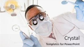  Presentation with dentist - Cool new slide deck with loupe - low angle view of dentist backdrop and a white colored foreground