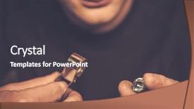  Presentation with evaluation - Beautiful presentation theme featuring loupe - portrait of a jeweler backdrop and a dark gray colored foreground