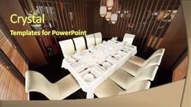  Presentation with tablets wood table tablet white - Beautiful slide deck featuring louvre - beautiful table with white tablecloth backdrop and a tawny brown colored foreground