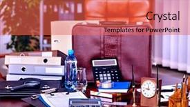  Presentation with office chair - Amazing PPT theme having louvre - business interior on table backdrop and a red colored foreground