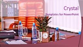  Presentation with leather craft work table - Colorful presentation theme enhanced with louvre - business interior on table backdrop and a pink colored foreground