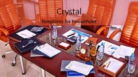  Presentation with interior - Presentation featuring louvre - business interior with one table background and a red colored foreground