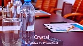  Presentation with business diversity wheel chair - Slides with louvre - business interior with table background and a violet colored foreground