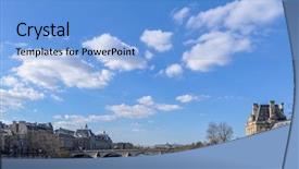  Presentation with paris france - Slide set featuring louvre - river seine and the pont background and a light blue colored foreground