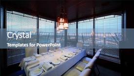  Presentation with tablecloth - PPT theme having louvre - table with white tablecloth background and a seafoam green colored foreground