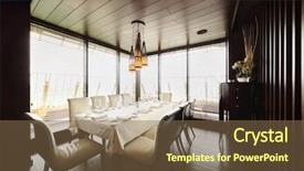  Presentation with tablets wood table tablet white - Beautiful PPT layouts featuring louvre - table with white tablecloth backdrop and a tawny brown colored foreground